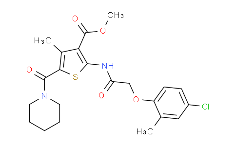 CAS No. 335410-34-9, Methyl 2-(2-(4-chloro-2-methylphenoxy)acetamido)-4-methyl-5-(piperidine-1-carbonyl)thiophene-3-carboxylate