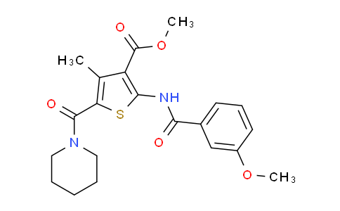 CAS No. 335407-96-0, Methyl 2-(3-methoxybenzamido)-4-methyl-5-(piperidine-1-carbonyl)thiophene-3-carboxylate
