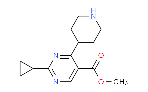 CAS No. 1707594-77-1, Methyl 2-cyclopropyl-4-(piperidin-4-yl)pyrimidine-5-carboxylate