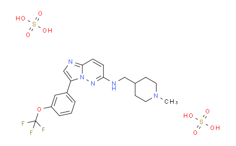 CAS No. 1173928-26-1, N-((1-Methylpiperidin-4-yl)methyl)-3-(3-(trifluoromethoxy)phenyl)imidazo[1,2-b]pyridazin-6-amine bis(sulfate)
