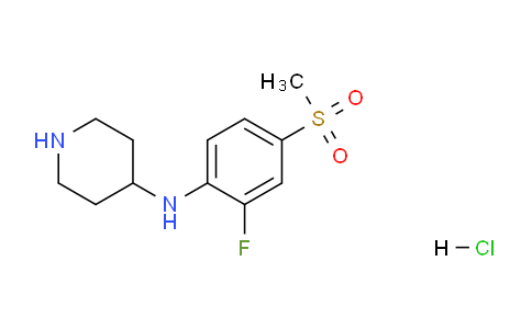 CAS No. 1208078-11-8, N-(2-Fluoro-4-(methylsulfonyl)phenyl)piperidin-4-amine hydrochloride