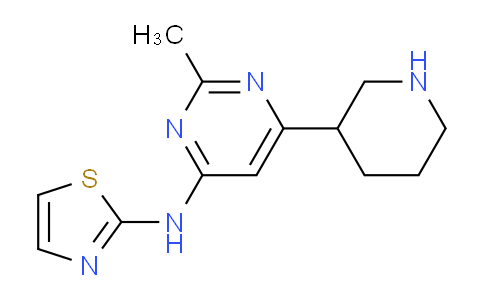 CAS No. 1361116-51-9, N-(2-Methyl-6-(piperidin-3-yl)pyrimidin-4-yl)thiazol-2-amine