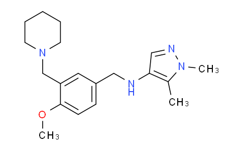 CAS No. 1006333-45-4, N-(4-Methoxy-3-(piperidin-1-ylmethyl)benzyl)-1,5-dimethyl-1H-pyrazol-4-amine