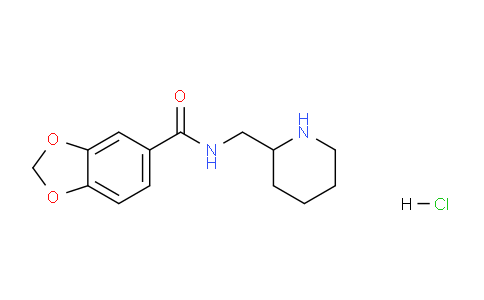 CAS No. 1353980-62-7, N-(Piperidin-2-ylmethyl)benzo[d][1,3]dioxole-5-carboxamide hydrochloride