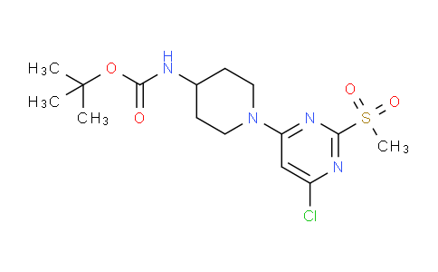 CAS No. 1289386-82-8, tert-Butyl (1-(6-chloro-2-(methylsulfonyl)pyrimidin-4-yl)piperidin-4-yl)carbamate