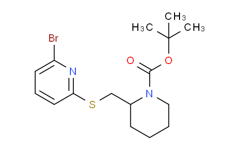 CAS No. 1353947-54-2, tert-Butyl 2-(((6-bromopyridin-2-yl)thio)methyl)piperidine-1-carboxylate