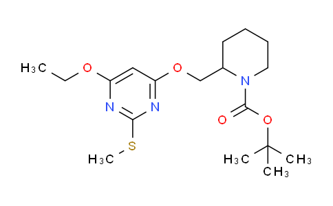 CAS No. 1353947-06-4, tert-Butyl 2-(((6-ethoxy-2-(methylthio)pyrimidin-4-yl)oxy)methyl)piperidine-1-carboxylate