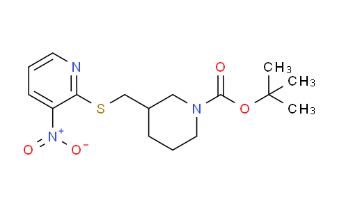 CAS No. 1353951-90-2, tert-Butyl 3-(((3-nitropyridin-2-yl)thio)methyl)piperidine-1-carboxylate