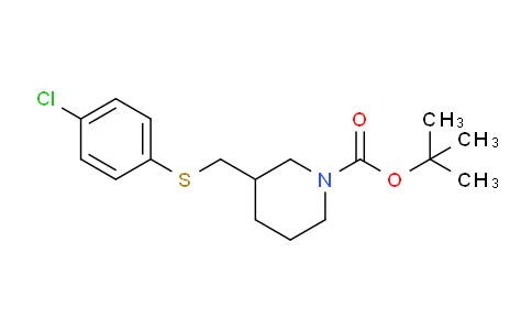 CAS No. 1289388-17-5, tert-Butyl 3-(((4-chlorophenyl)thio)methyl)piperidine-1-carboxylate