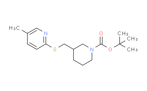 CAS No. 1353985-07-5, tert-Butyl 3-(((5-methylpyridin-2-yl)thio)methyl)piperidine-1-carboxylate