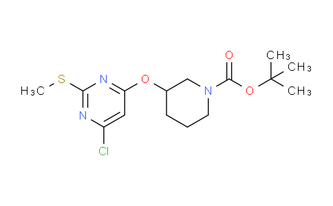 CAS No. 1261236-06-9, tert-Butyl 3-((6-chloro-2-(methylthio)pyrimidin-4-yl)oxy)piperidine-1-carboxylate