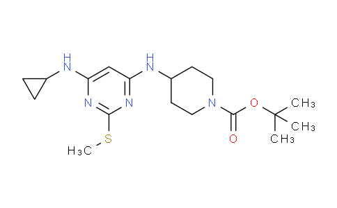 CAS No. 1353989-79-3, tert-Butyl 4-((6-(cyclopropylamino)-2-(methylthio)pyrimidin-4-yl)amino)piperidine-1-carboxylate