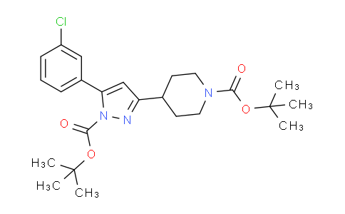 CAS No. 1956370-59-4, tert-Butyl 4-(1-(tert-butoxycarbonyl)-5-(3-chlorophenyl)-1H-pyrazol-3-yl)piperidine-1-carboxylate