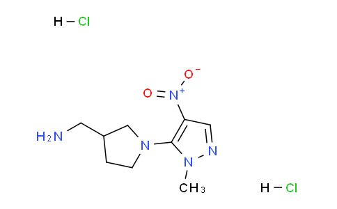 CAS No. 1363405-96-2, (1-(1-Methyl-4-nitro-1H-pyrazol-5-yl)pyrrolidin-3-yl)methanamine dihydrochloride