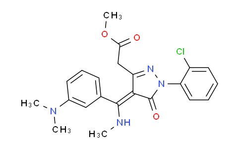 CAS No. 1820587-57-2, (Z)-Methyl 2-(1-(2-chlorophenyl)-4-((3-(dimethylamino)phenyl)(methylamino)methylene)-5-oxo-4,5-dihydro-1H-pyrazol-3-yl)acetate