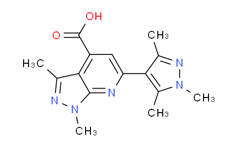 CAS No. 1004727-40-5, 1,3-Dimethyl-6-(1,3,5-trimethyl-1H-pyrazol-4-yl)-1H-pyrazolo[3,4-b]pyridine-4-carboxylic acid