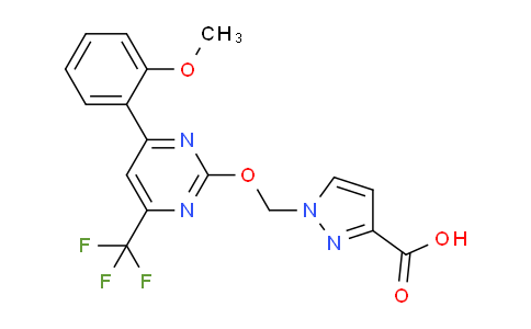 CAS No. 1006348-81-7, 1-(((4-(2-Methoxyphenyl)-6-(trifluoromethyl)pyrimidin-2-yl)oxy)methyl)-1H-pyrazole-3-carboxylic acid
