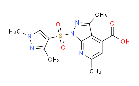 CAS No. 1172305-48-4, 1-((1,3-Dimethyl-1H-pyrazol-4-yl)sulfonyl)-3,6-dimethyl-1H-pyrazolo[3,4-b]pyridine-4-carboxylic acid