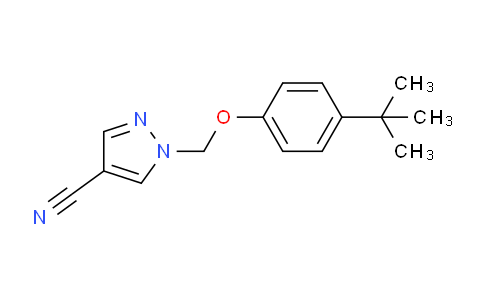 CAS No. 1263212-75-4, 1-((4-(tert-Butyl)phenoxy)methyl)-1H-pyrazole-4-carbonitrile