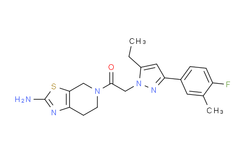 CAS No. 1440951-60-9, 1-(2-Amino-6,7-dihydrothiazolo[5,4-c]pyridin-5(4H)-yl)-2-(5-ethyl-3-(4-fluoro-3-methylphenyl)-1H-pyrazol-1-yl)ethanone