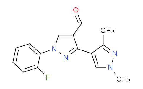CAS No. 1006336-67-9, 1-(2-Fluorophenyl)-1',3'-dimethyl-1H,1'H-[3,4'-bipyrazole]-4-carbaldehyde