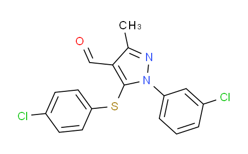 CAS No. 895881-67-1, 1-(3-Chlorophenyl)-5-((4-chlorophenyl)thio)-3-methyl-1H-pyrazole-4-carbaldehyde