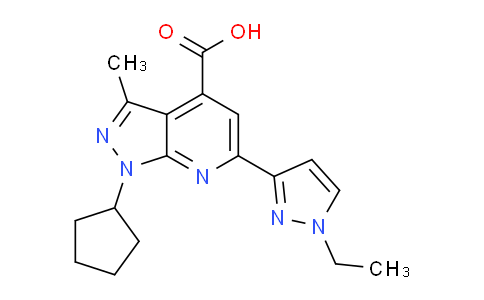 CAS No. 1170560-04-9, 1-Cyclopentyl-6-(1-ethyl-1H-pyrazol-3-yl)-3-methyl-1H-pyrazolo[3,4-b]pyridine-4-carboxylic acid