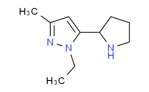 CAS No. 1172976-59-8, 1-Ethyl-3-methyl-5-(pyrrolidin-2-yl)-1H-pyrazole