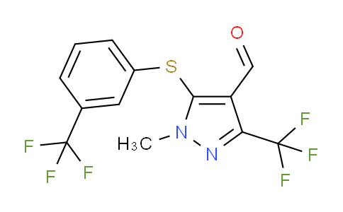CAS No. 400751-40-8, 1-Methyl-3-(trifluoromethyl)-5-((3-(trifluoromethyl)phenyl)thio)-1H-pyrazole-4-carbaldehyde