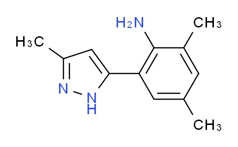 CAS No. 1030618-76-8, 2,4-Dimethyl-6-(3-methyl-1H-pyrazol-5-yl)aniline