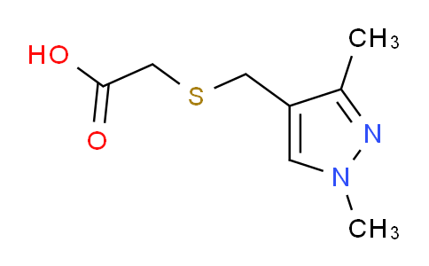 CAS No. 1006352-67-5, 2-(((1,3-Dimethyl-1H-pyrazol-4-yl)methyl)thio)acetic acid