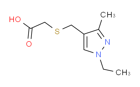 CAS No. 1006336-65-7, 2-(((1-Ethyl-3-methyl-1H-pyrazol-4-yl)methyl)thio)acetic acid