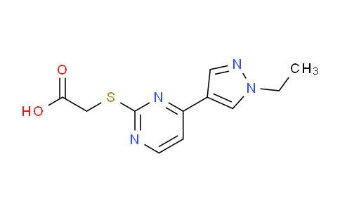 CAS No. 1006486-43-6, 2-((4-(1-Ethyl-1H-pyrazol-4-yl)pyrimidin-2-yl)thio)acetic acid