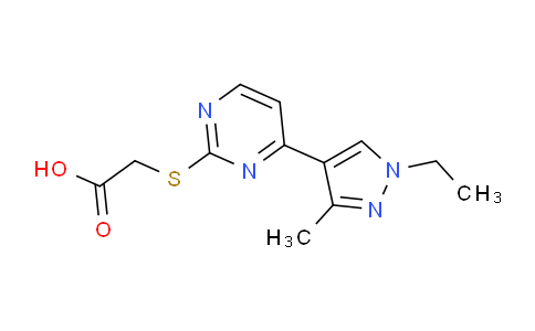 CAS No. 957292-09-0, 2-((4-(1-Ethyl-3-methyl-1H-pyrazol-4-yl)pyrimidin-2-yl)thio)acetic acid