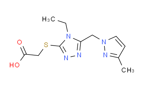 CAS No. 1005615-27-9, 2-((4-Ethyl-5-((3-methyl-1H-pyrazol-1-yl)methyl)-4H-1,2,4-triazol-3-yl)thio)acetic acid