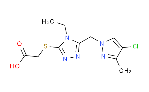 CAS No. 1006471-35-7, 2-((5-((4-Chloro-3-methyl-1H-pyrazol-1-yl)methyl)-4-ethyl-4H-1,2,4-triazol-3-yl)thio)acetic acid