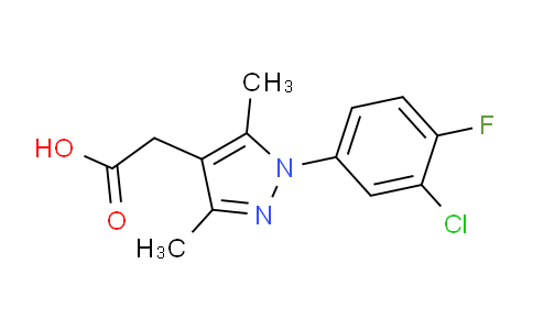 CAS No. 1267084-43-4, 2-(1-(3-Chloro-4-fluorophenyl)-3,5-dimethyl-1H-pyrazol-4-yl)acetic acid