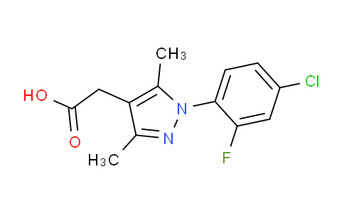 CAS No. 1416348-57-6, 2-(1-(4-Chloro-2-fluorophenyl)-3,5-dimethyl-1H-pyrazol-4-yl)acetic acid