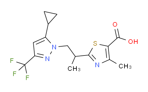 CAS No. 1006682-82-1, 2-(1-(5-Cyclopropyl-3-(trifluoromethyl)-1H-pyrazol-1-yl)propan-2-yl)-4-methylthiazole-5-carboxylic acid