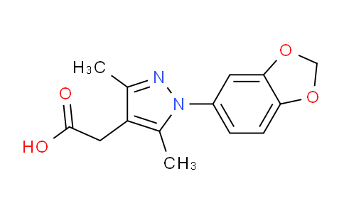 CAS No. 1416348-55-4, 2-(1-(Benzo[d][1,3]dioxol-5-yl)-3,5-dimethyl-1H-pyrazol-4-yl)acetic acid