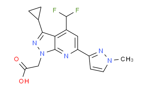 CAS No. 1170416-36-0, 2-(3-Cyclopropyl-4-(difluoromethyl)-6-(1-methyl-1H-pyrazol-3-yl)-1H-pyrazolo[3,4-b]pyridin-1-yl)acetic acid
