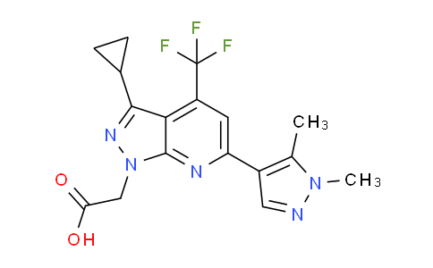 CAS No. 1006444-33-2, 2-(3-Cyclopropyl-6-(1,5-dimethyl-1H-pyrazol-4-yl)-4-(trifluoromethyl)-1H-pyrazolo[3,4-b]pyridin-1-yl)acetic acid