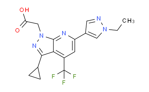 CAS No. 1006477-52-6, 2-(3-Cyclopropyl-6-(1-ethyl-1H-pyrazol-4-yl)-4-(trifluoromethyl)-1H-pyrazolo[3,4-b]pyridin-1-yl)acetic acid