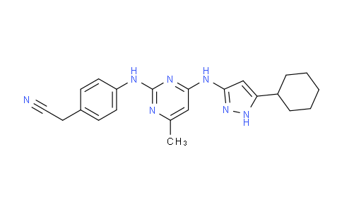 CAS No. 1216665-60-9, 2-(4-((4-((5-Cyclohexyl-1H-pyrazol-3-yl)amino)-6-methylpyrimidin-2-yl)amino)phenyl)acetonitrile