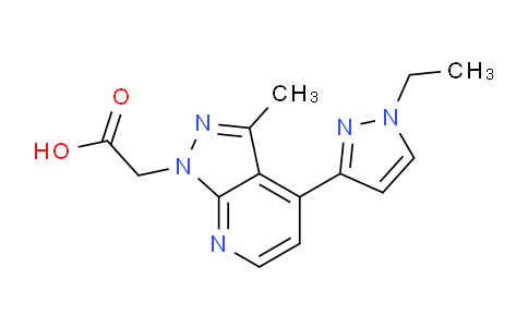 CAS No. 1006444-48-9, 2-(4-(1-Ethyl-1H-pyrazol-3-yl)-3-methyl-1H-pyrazolo[3,4-b]pyridin-1-yl)acetic acid