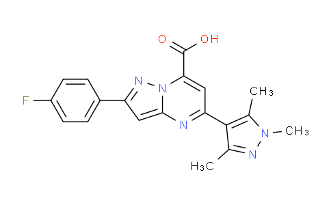 CAS No. 956439-72-8, 2-(4-Fluorophenyl)-5-(1,3,5-trimethyl-1H-pyrazol-4-yl)pyrazolo[1,5-a]pyrimidine-7-carboxylic acid