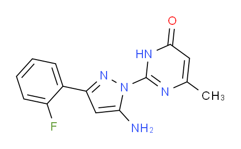 CAS No. 1416342-10-3, 2-(5-Amino-3-(2-fluorophenyl)-1H-pyrazol-1-yl)-6-methylpyrimidin-4(3H)-one