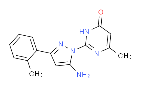 CAS No. 1416344-34-7, 2-(5-Amino-3-(o-tolyl)-1H-pyrazol-1-yl)-6-methylpyrimidin-4(3H)-one