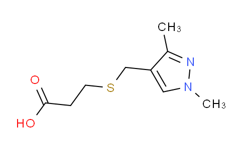 CAS No. 1006352-76-6, 3-(((1,3-Dimethyl-1H-pyrazol-4-yl)methyl)thio)propanoic acid