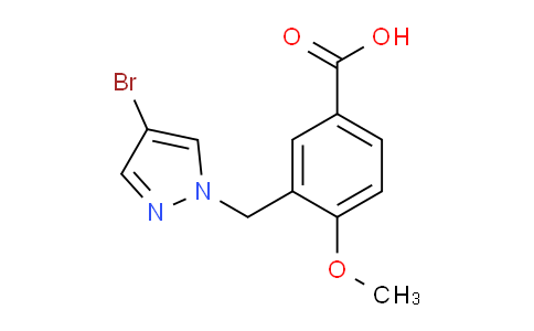 CAS No. 956786-66-6, 3-((4-Bromo-1H-pyrazol-1-yl)methyl)-4-methoxybenzoic acid